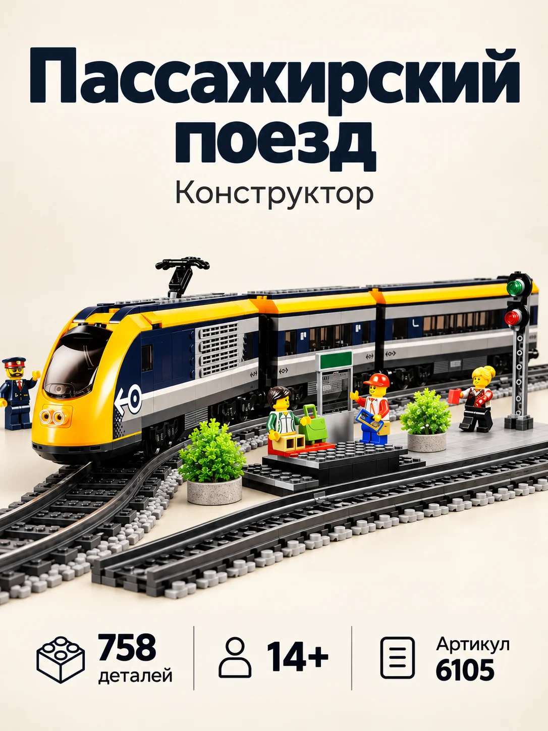 Конструктор «Пассажирский поезд с платформой»